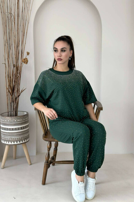 STONES COTTON ONE COLOR WOMAN SET GREEN/JESHILE - 1