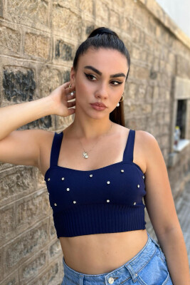 STONES DETAIL WOMAN TOP BLUE/BLU - 1