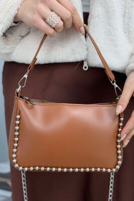 STONES DETAIL WOMEN BAG BROWN/KAFE 