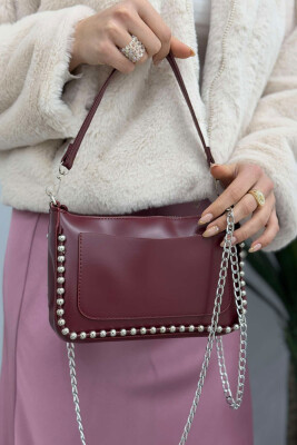 STONES DETAIL WOMEN BAG BURGUNDY/VISHNJE 