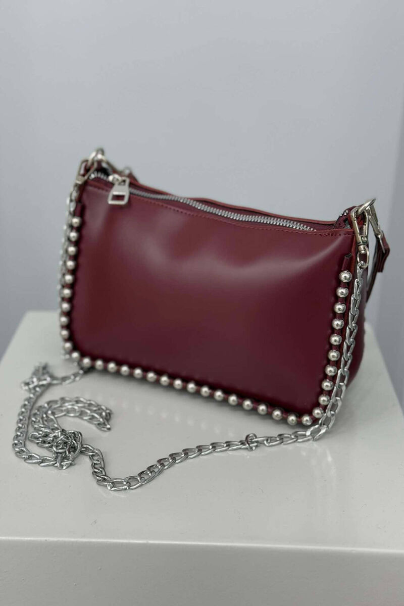 STONES DETAIL WOMEN BAG BURGUNDY/VISHNJE - 2