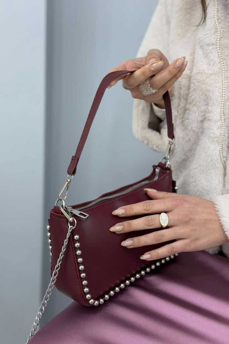 STONES DETAIL WOMEN BAG BURGUNDY/VISHNJE - 4