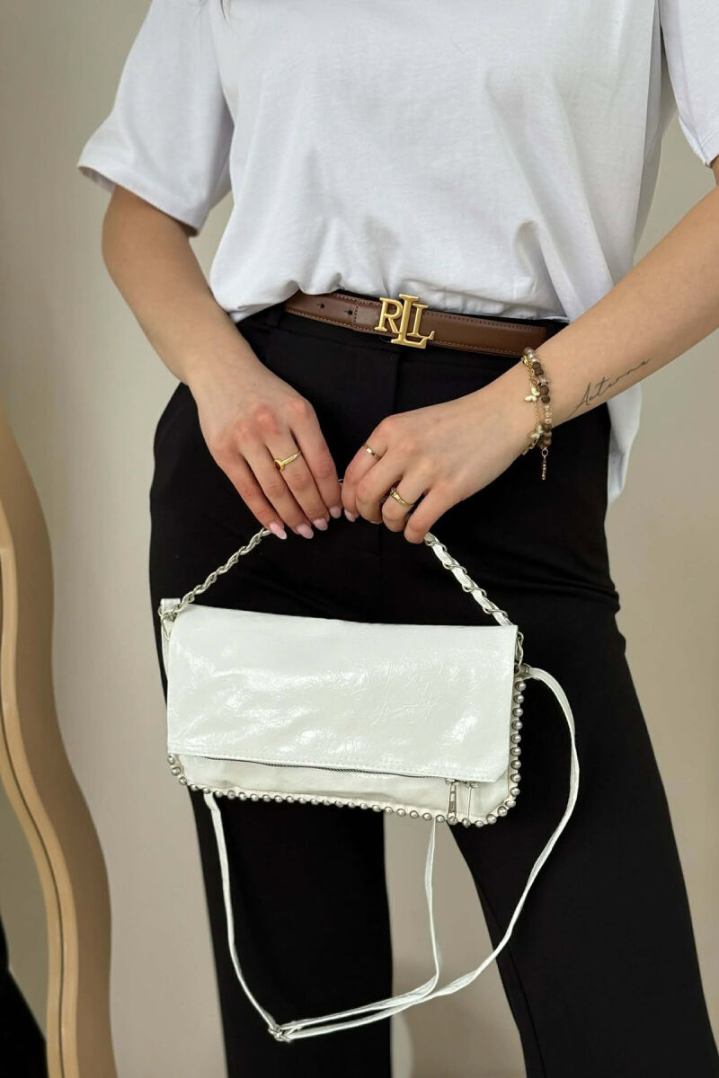 STONES DETAIL WOMEN BAG WHITE-E BARDHE - 1