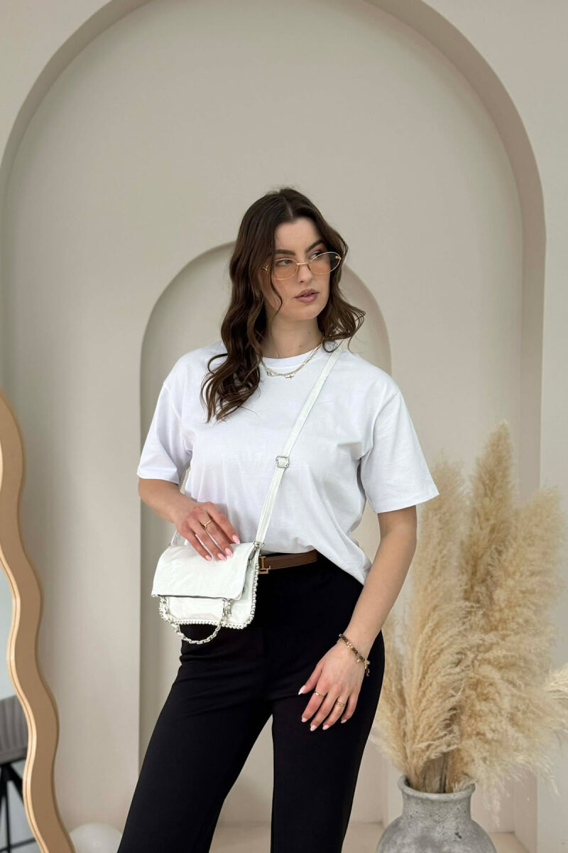 STONES DETAIL WOMEN BAG WHITE-E BARDHE - 2