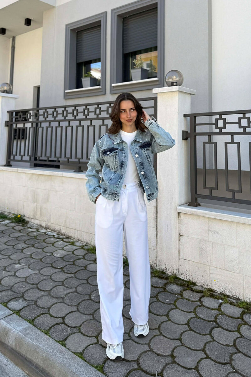 STONES DETAILS DENIM WOMAN JACKET LIGHTBLUE/BZ - 5