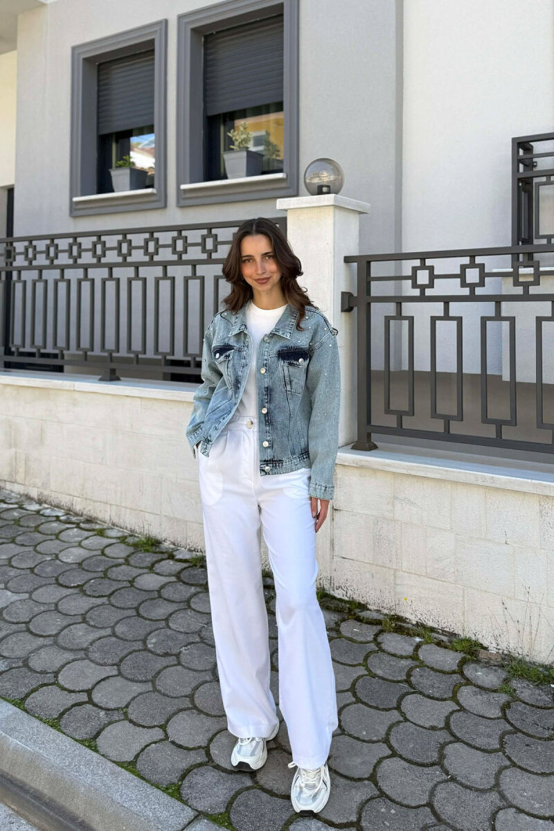 STONES DETAILS DENIM WOMAN JACKET LIGHTBLUE/BZ - 6