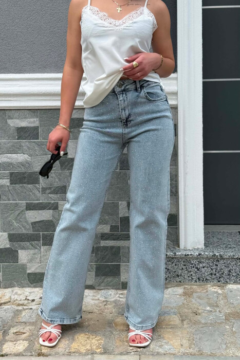 STONES DETAILS ELASTIC WOMAN JEANS LIGHTBLUE/BZ - 2