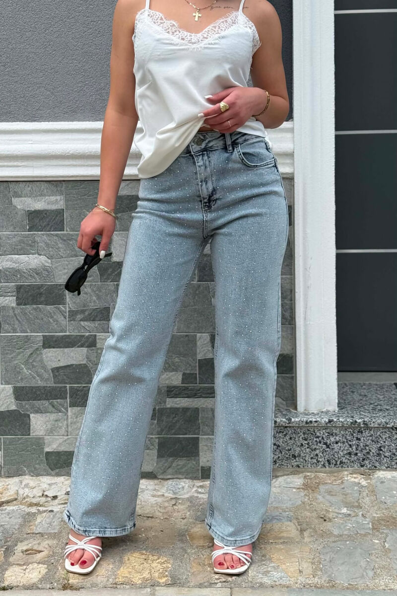 STONES DETAILS ELASTIC WOMAN JEANS LIGHTBLUE/BZ - 2