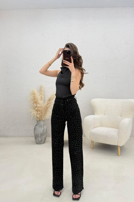 STONES DETAILS WOMAN JEANS BLACK/ E ZEZE - 1