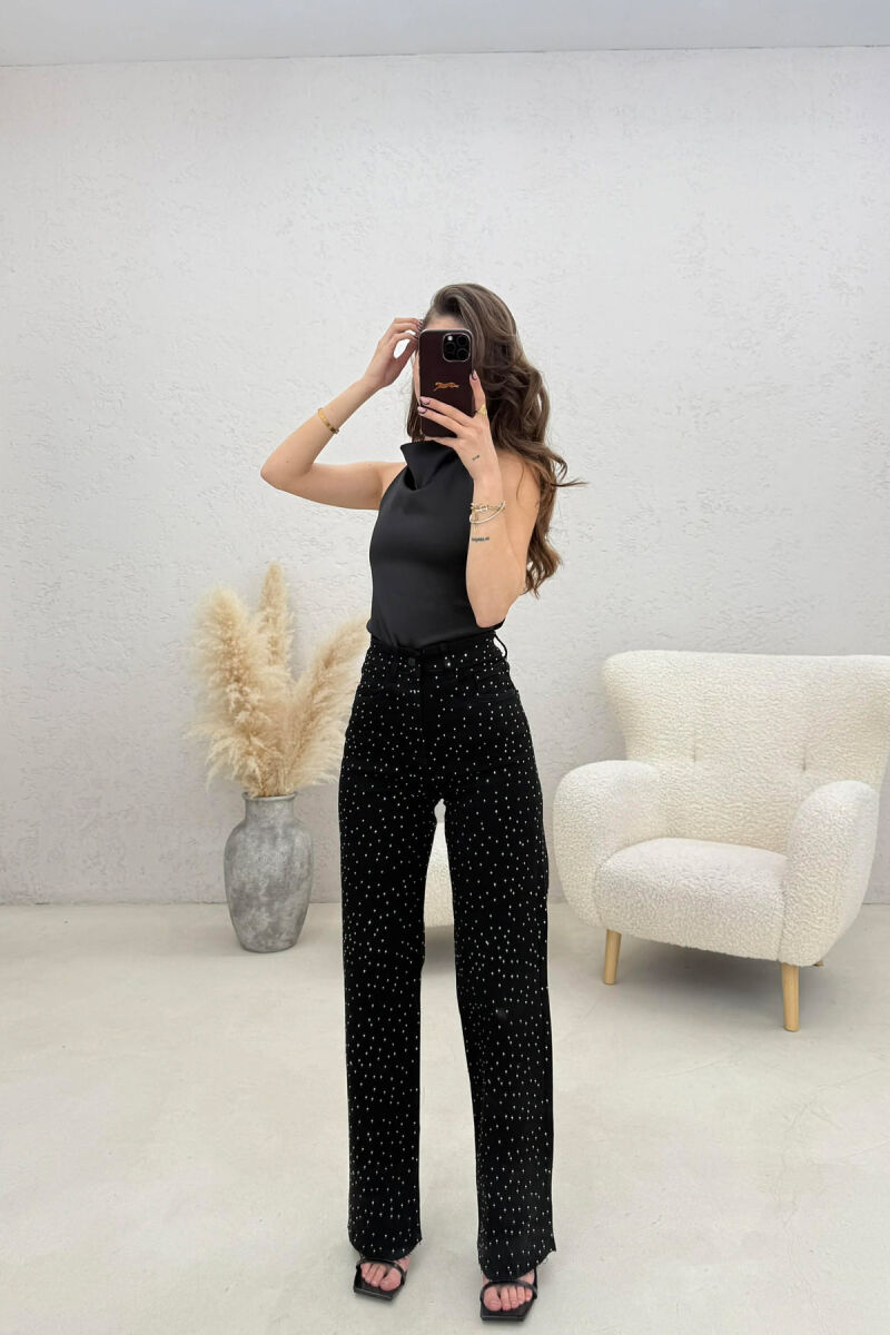 STONES DETAILS WOMAN JEANS BLACK/ E ZEZE - 1