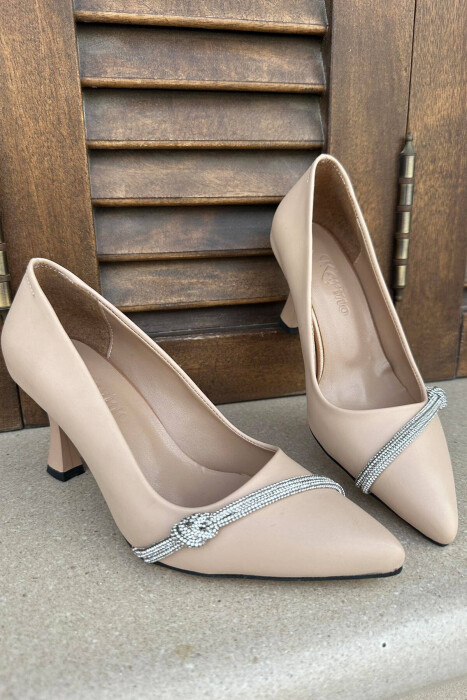 STONES ONE COLOR WOMAN HEELS BEIGE/BEZHE - KLAUDIO FASHION