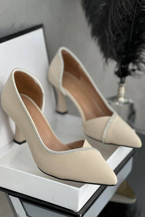 STONES ONE COLOR WOMAN HEELS CREAM/KREM - KLAUDIO FASHION