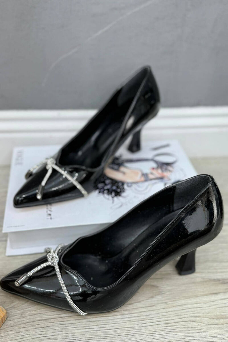 STONES ONE COLOR WOMAN HEELS GLOSSY BLACK-ZEZE SHKELQIM - 1