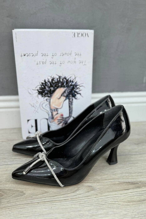 STONES ONE COLOR WOMAN HEELS GLOSSY BLACK-ZEZE SHKELQIM - 2