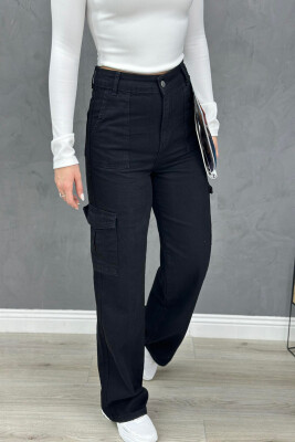 STRAIGHT LEG CARGO WOMAN JEAN BLACK/ E ZEZE 