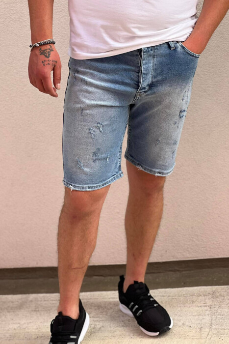 STRAIGHT MAN SHORT JEANS BLUE/BLU - KLAUDIO FASHION