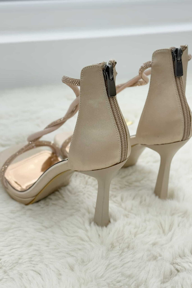 STRAP PIGTAIL DESIGN HIGH HEEL WOMEN SANDALS GOLDEN ROD/GOLD - 6