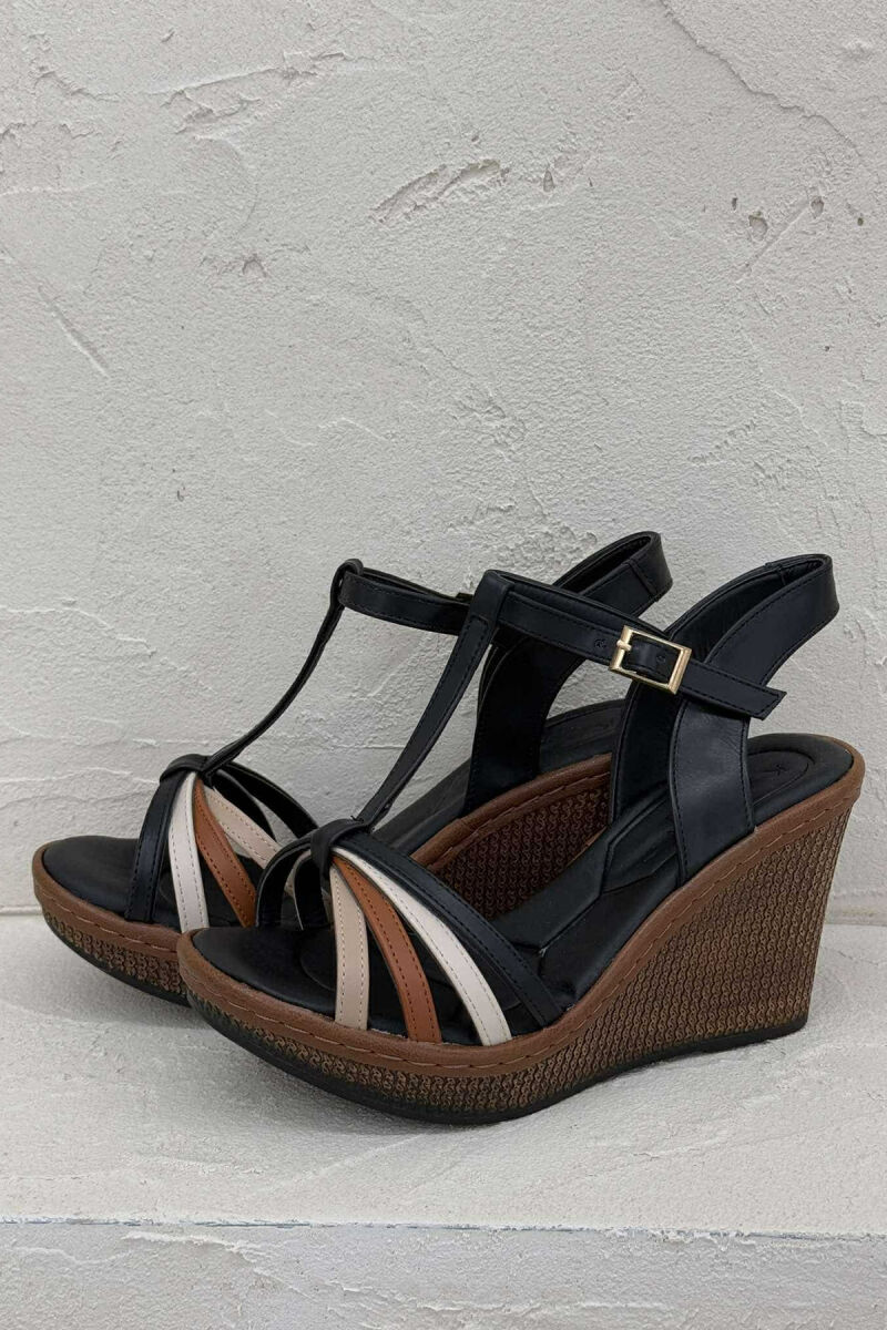 STRAPED WEDGE WOMEN SANDALS BLACK/ E ZEZE - 2