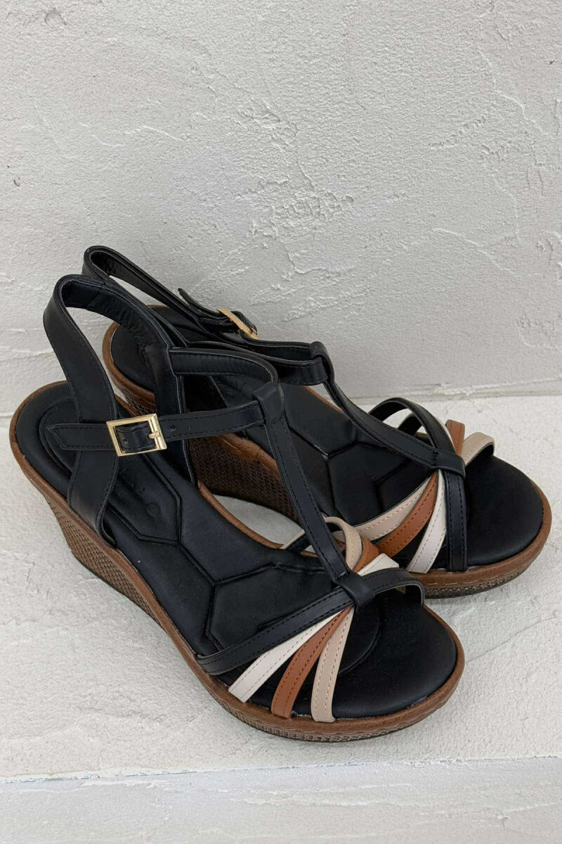 STRAPED WEDGE WOMEN SANDALS BLACK/ E ZEZE - 3