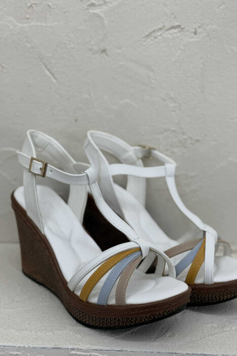 STRAPED WEDGE WOMEN SANDALS WHITE-E BARDHE - 2