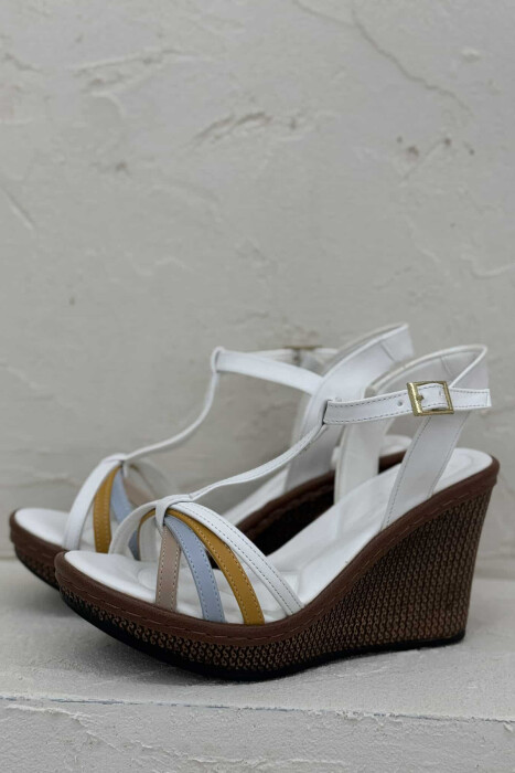 STRAPED WEDGE WOMEN SANDALS WHITE-E BARDHE - 4