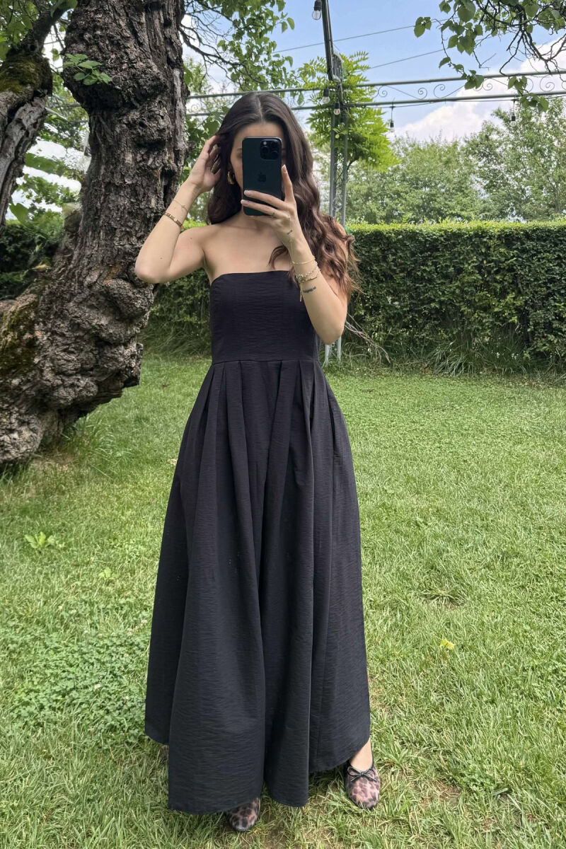 STRAPLESS ONE COLOR LONG WOMEN DRESS BLACK/ E ZEZE - 2