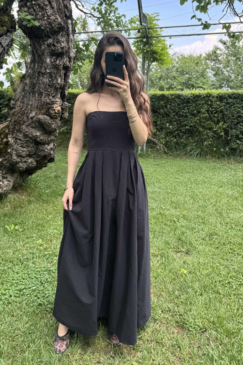 STRAPLESS ONE COLOR LONG WOMEN DRESS BLACK/ E ZEZE - 3