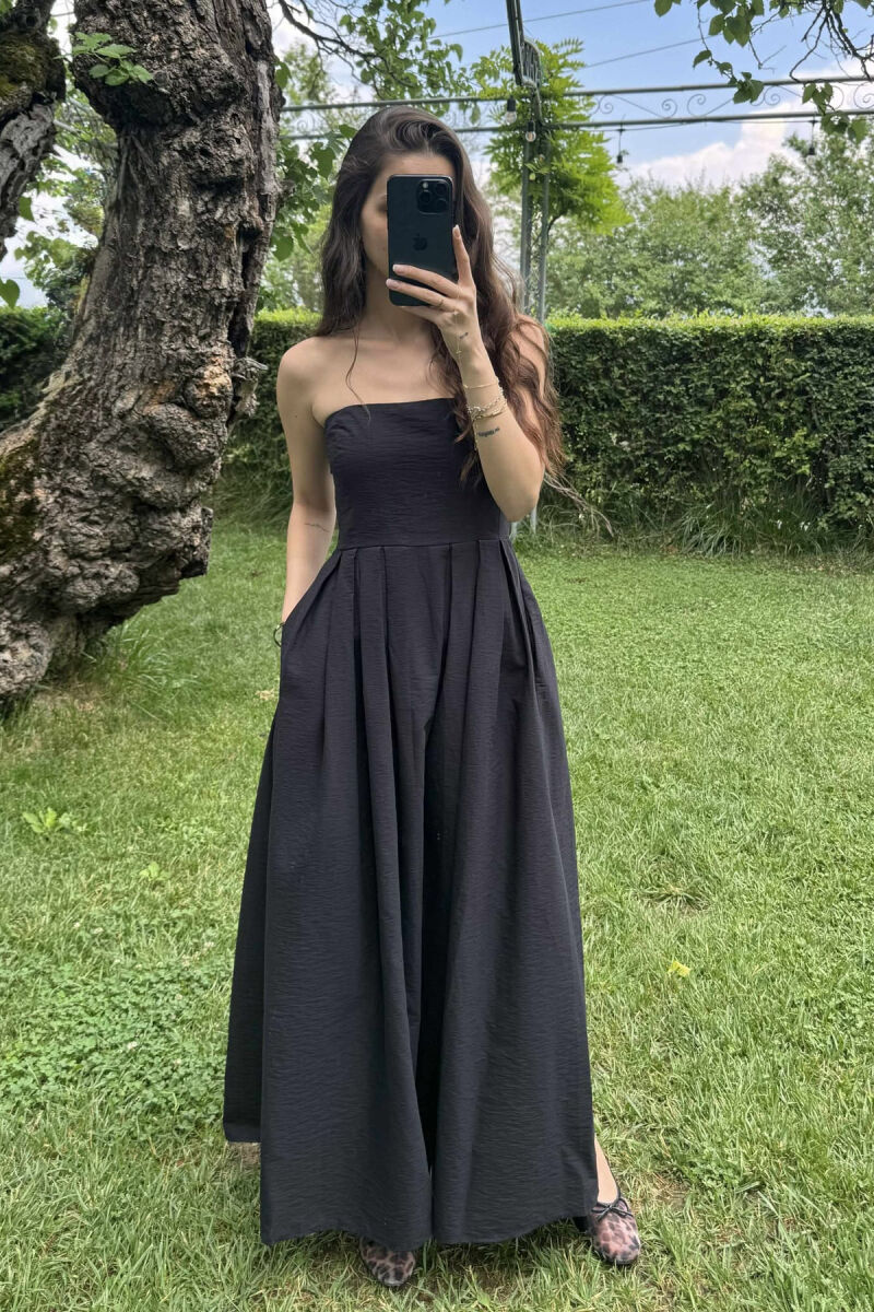 STRAPLESS ONE COLOR LONG WOMEN DRESS BLACK/ E ZEZE - 1
