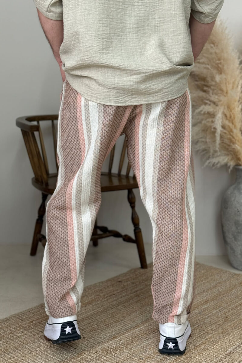 STRAPS DESIGNED MEN PANTS BEIGE+BROWN/BEZHE+KAFE - 3