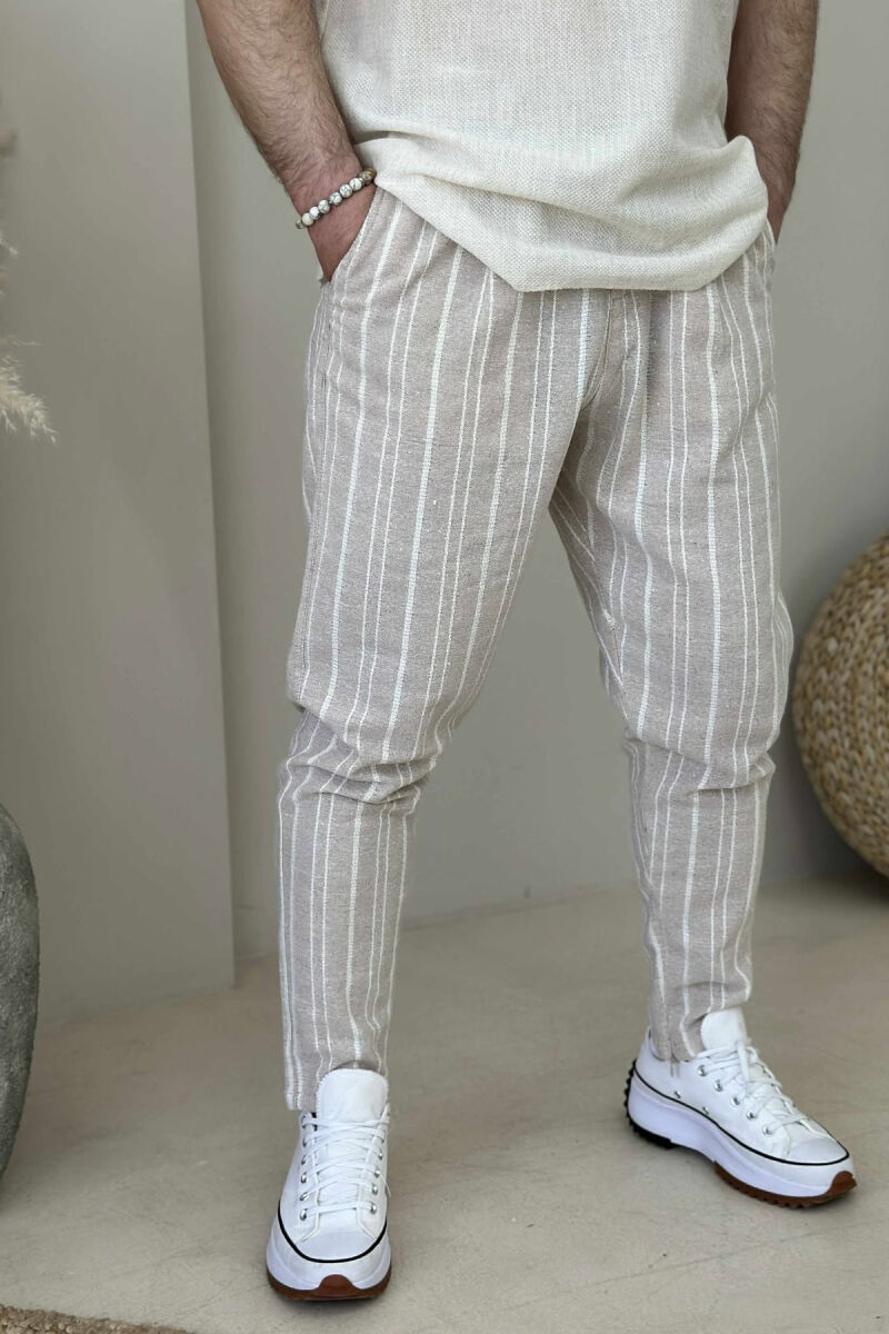 STRAPS LACINGS MEN PANTS CREAM/KREM - 1