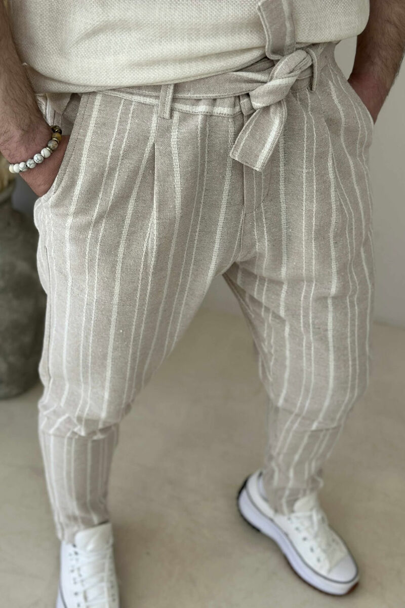 STRAPS LACINGS MEN PANTS CREAM/KREM - 3