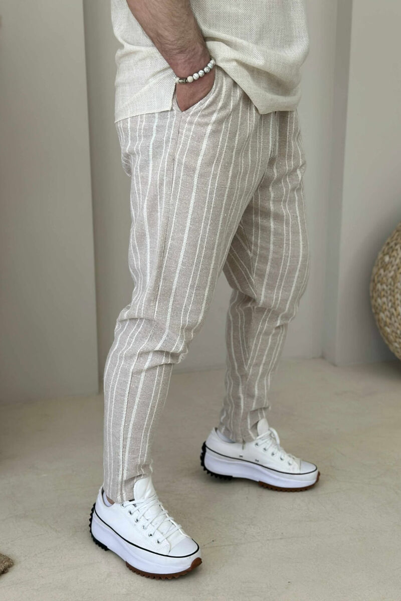 STRAPS LACINGS MEN PANTS CREAM/KREM - 4