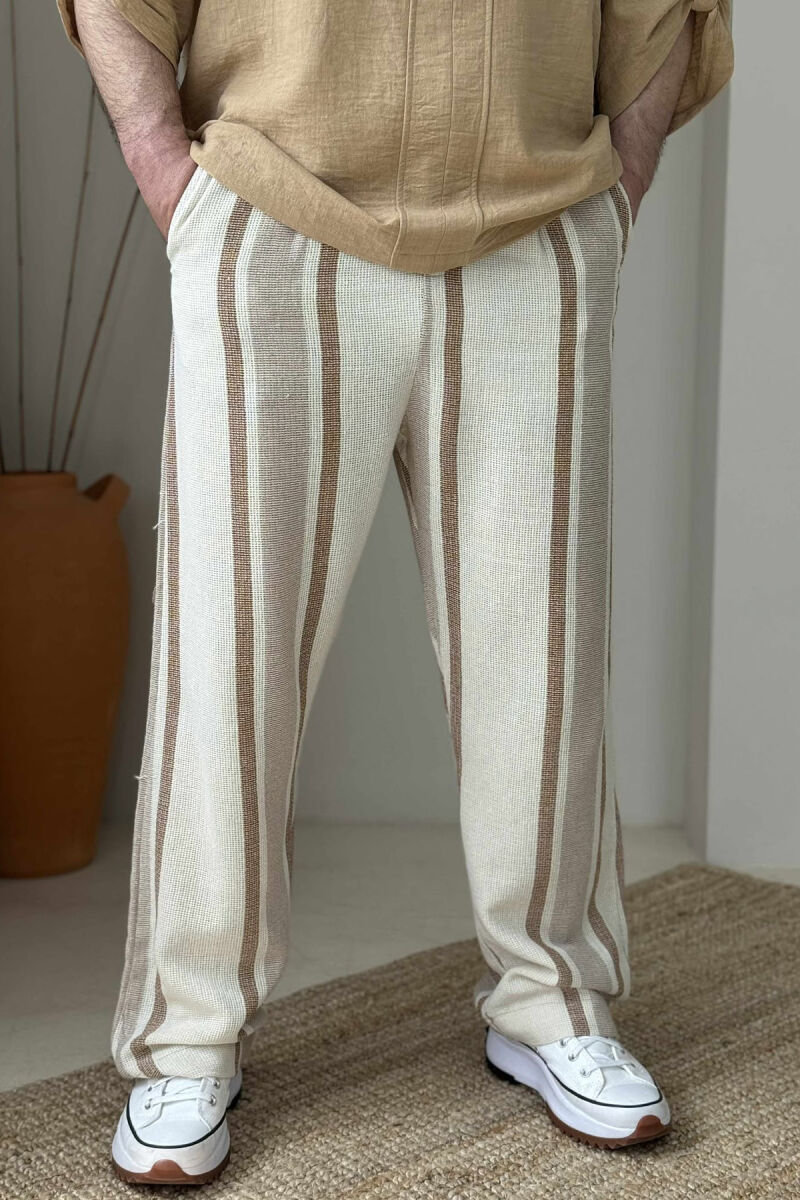 STRAPS SIMPLE MEN PANTS BEIGE/BEZHE - 1