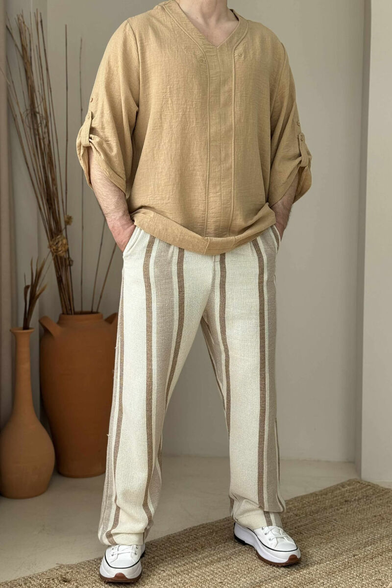 STRAPS SIMPLE MEN PANTS BEIGE/BEZHE - 3