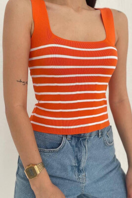 STRAPSAND LINES WOMAN TOP DARK ORANGE/ PEE - KLAUDIO FASHION