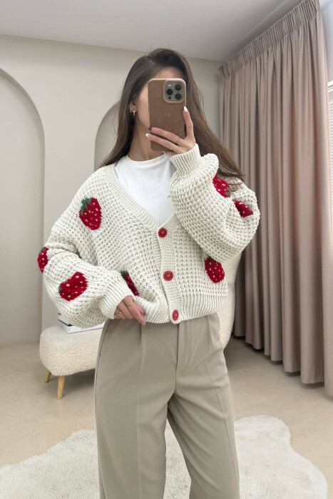 STRAWBERRY BUTTONS WOMAN CARDIGAN BEIGE/BEZHE - 2