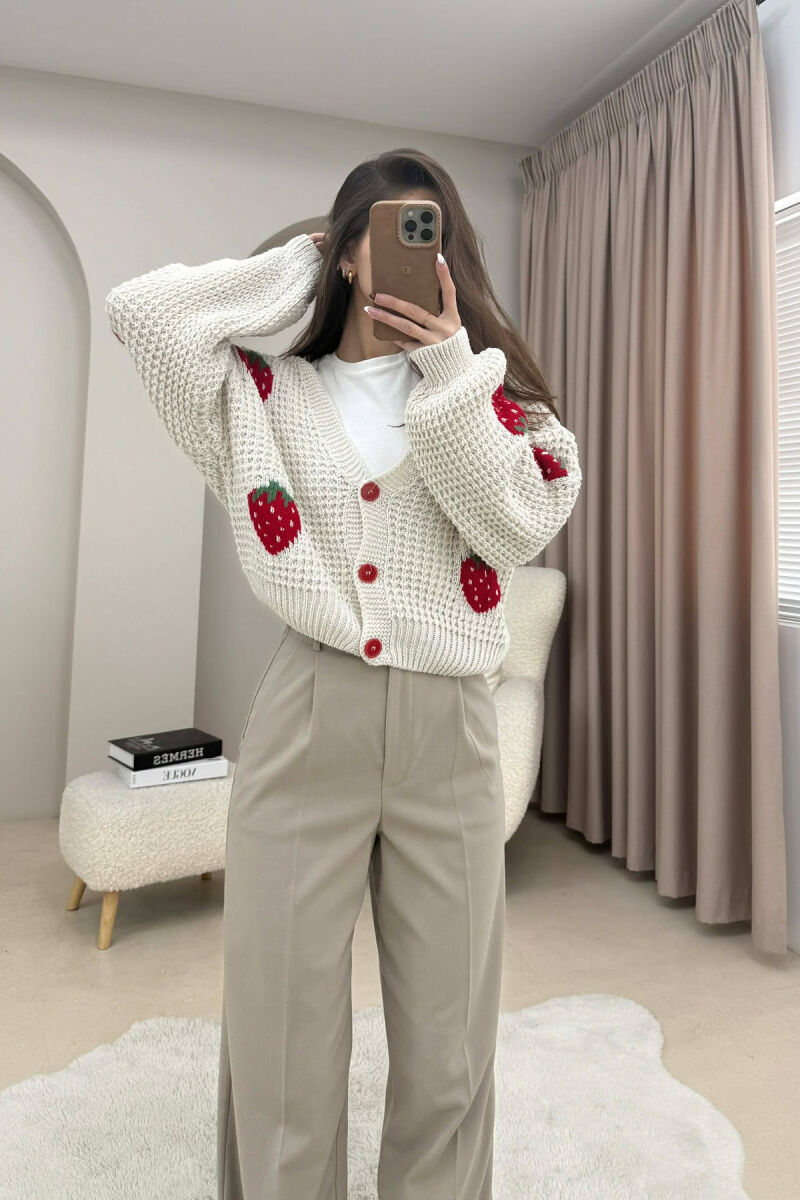 STRAWBERRY BUTTONS WOMAN CARDIGAN BEIGE/BEZHE - 4