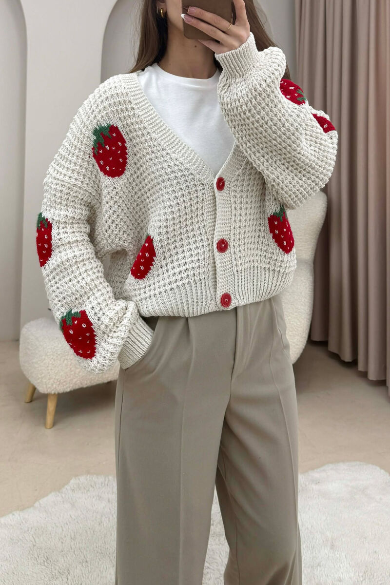 STRAWBERRY BUTTONS WOMAN CARDIGAN BEIGE/BEZHE - 1