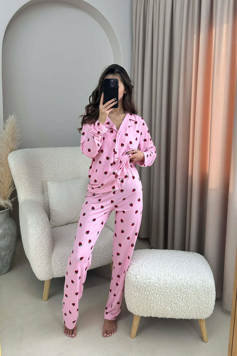 STRAWBERRY DESIGN SHIRT+TROUSERS WOMEN PYJAMAS PINK/ROZE - 1