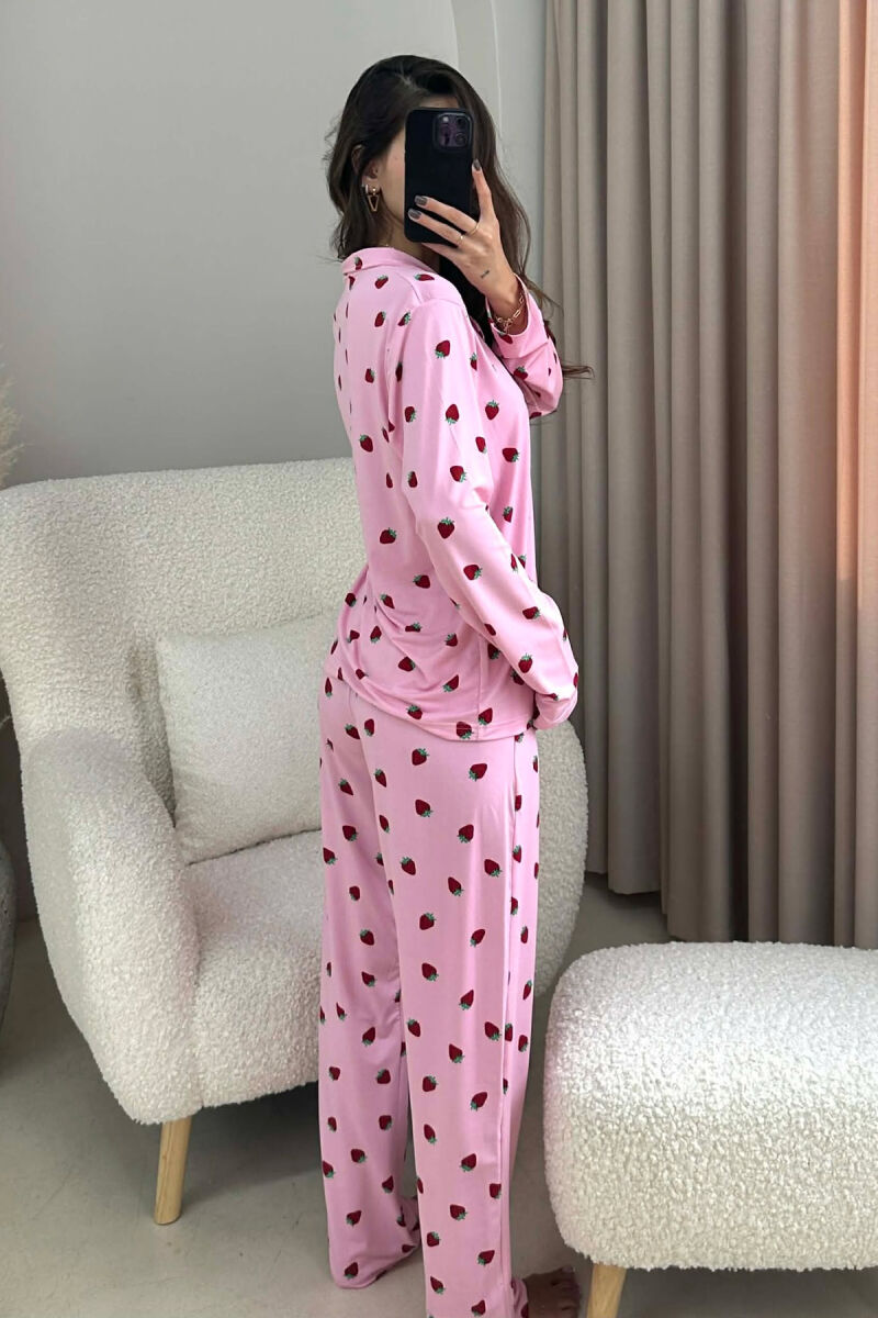 STRAWBERRY DESIGN SHIRT+TROUSERS WOMEN PYJAMAS PINK/ROZE - 4
