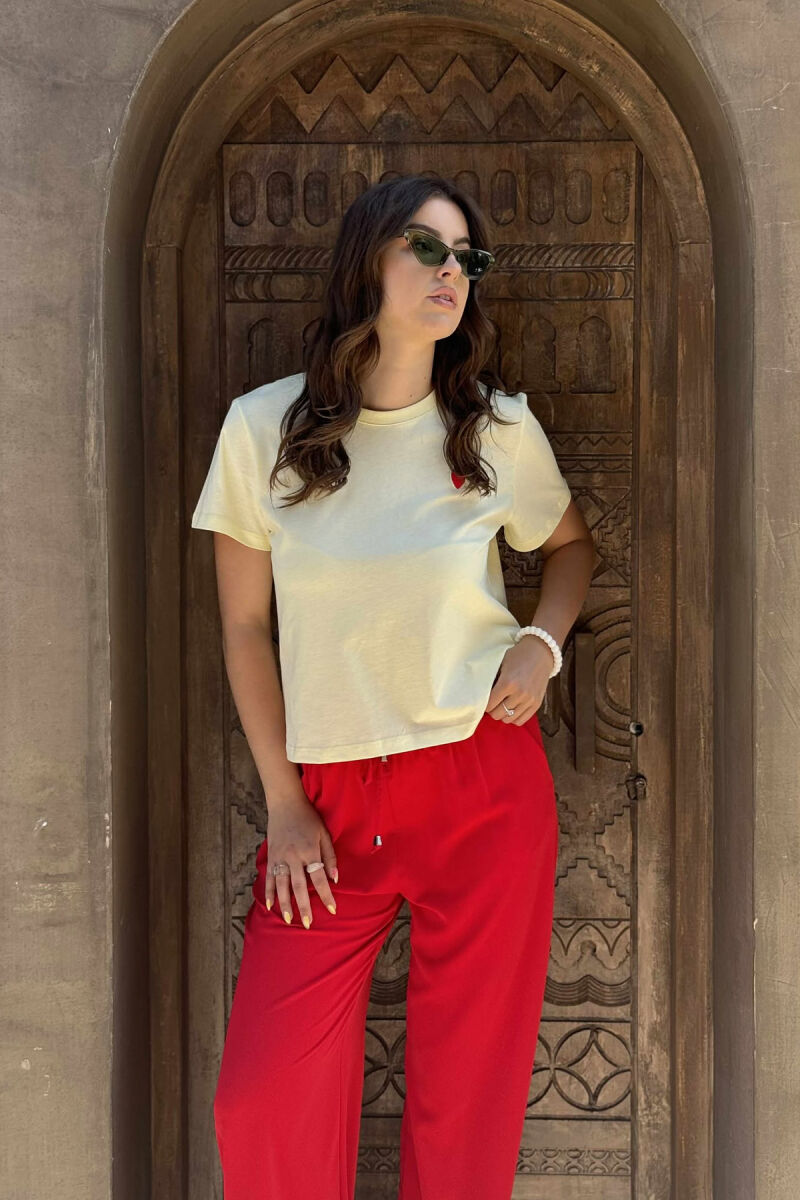 STRAWBERRY LOGO ONE COLOR WOMEN T-SHIRT YELLOW/E VERDHE - 1