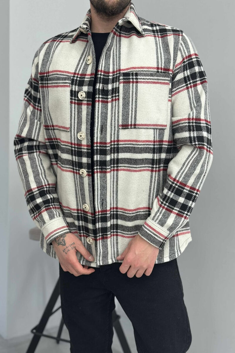 STRIPE DESIGN BUTTONED MEN JACKET CREAM/KREM - 2