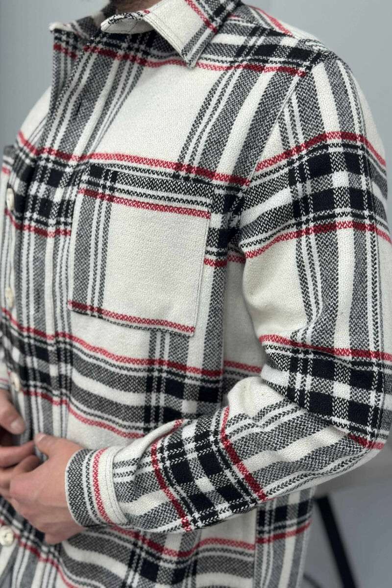 STRIPE DESIGN BUTTONED MEN JACKET CREAM/KREM - 3