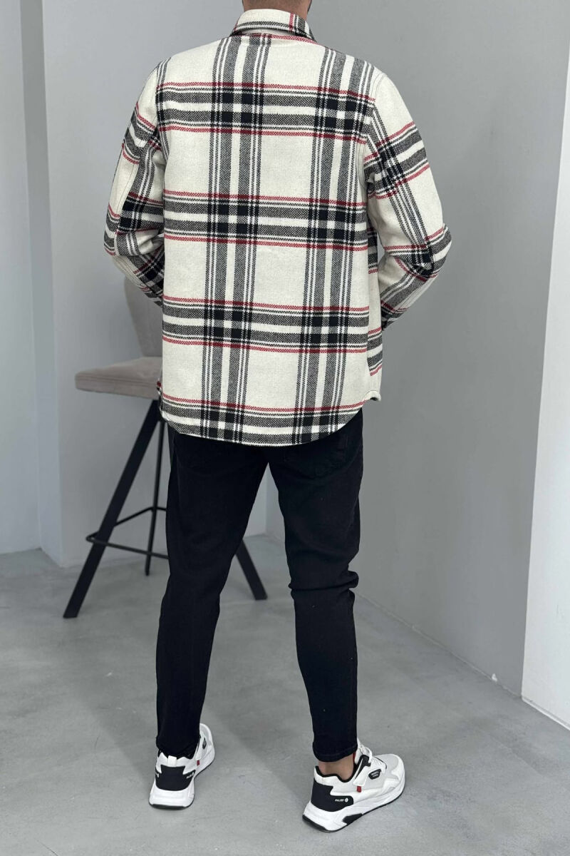 STRIPE DESIGN BUTTONED MEN JACKET CREAM/KREM - 4