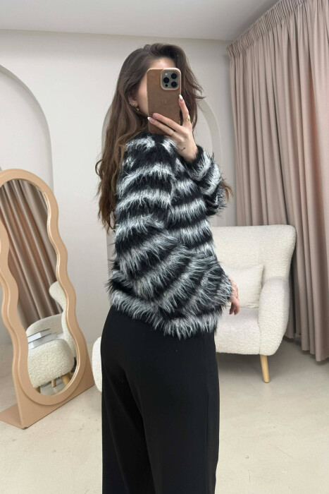 STRIPE DESIGN BUTTONED WOMEN CARDIGAN BLACK/ E ZEZE - 2