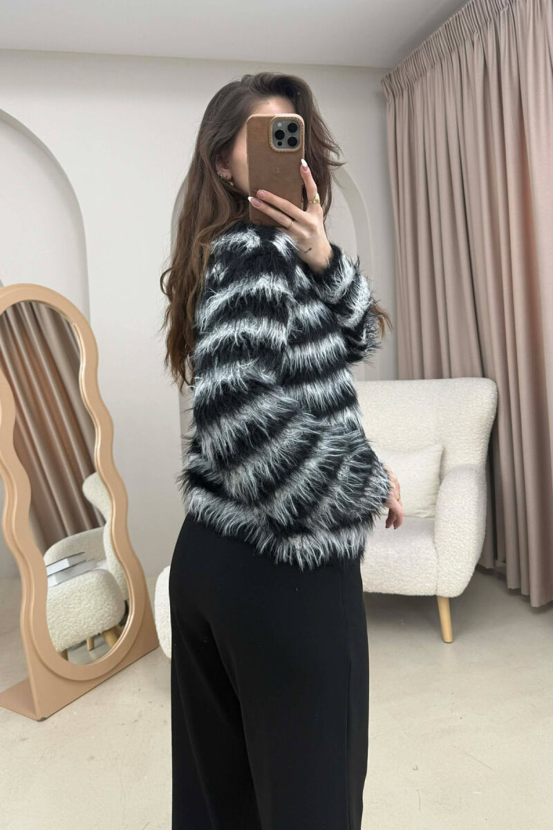 STRIPE DESIGN BUTTONED WOMEN CARDIGAN BLACK/ E ZEZE - 2