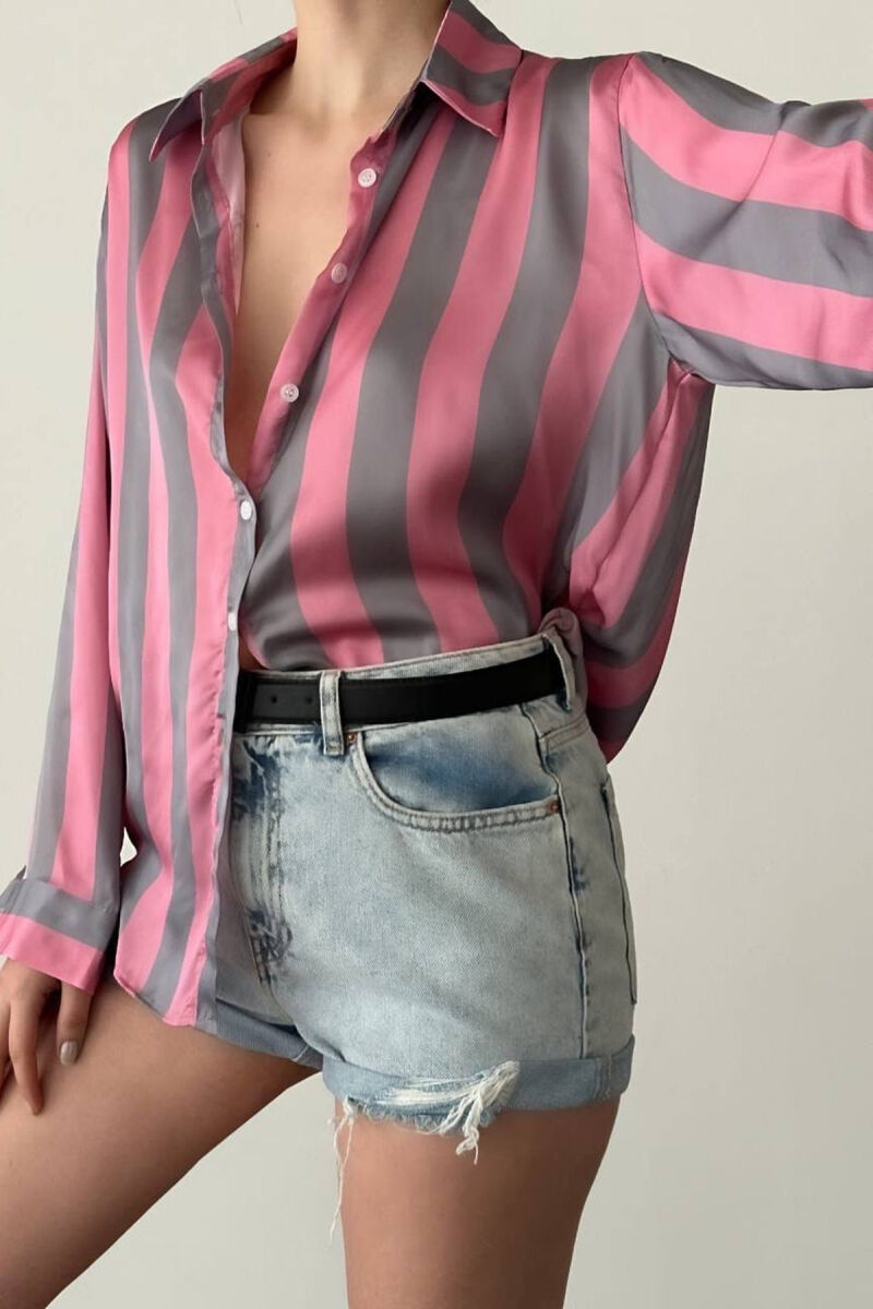 STRIPE DESIGN LONG SLEEVE WOMEN SHIRT MULTIPLE/SHNGJ - 6