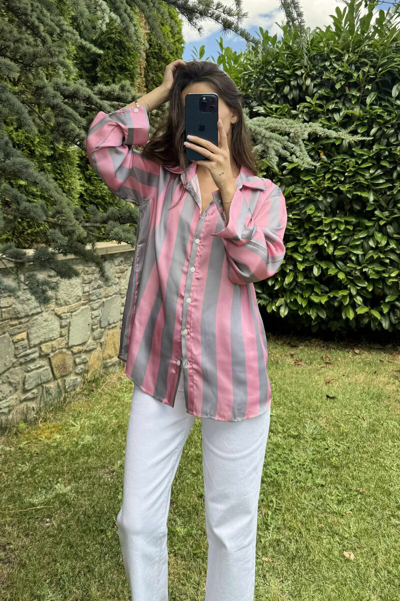 STRIPE DESIGN LONG SLEEVE WOMEN SHIRT MULTIPLE/SHNGJ - 1