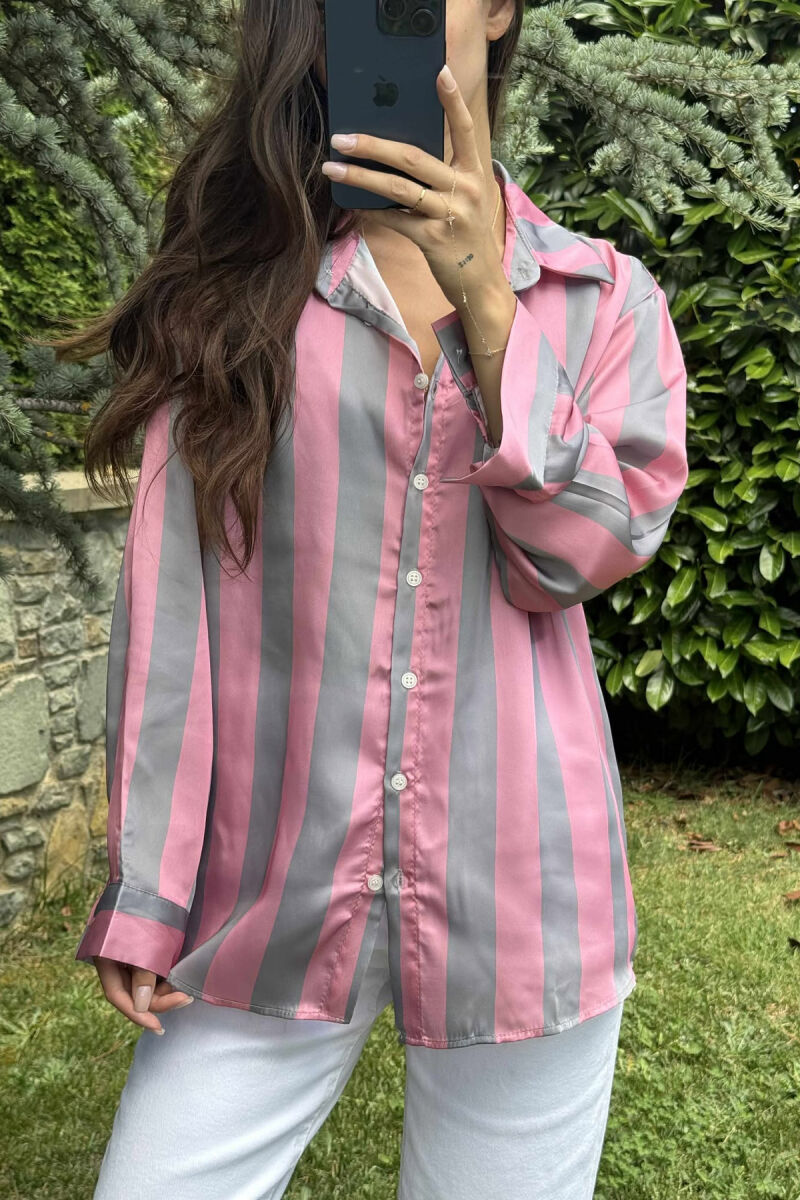 STRIPE DESIGN LONG SLEEVE WOMEN SHIRT MULTIPLE/SHNGJ - 2