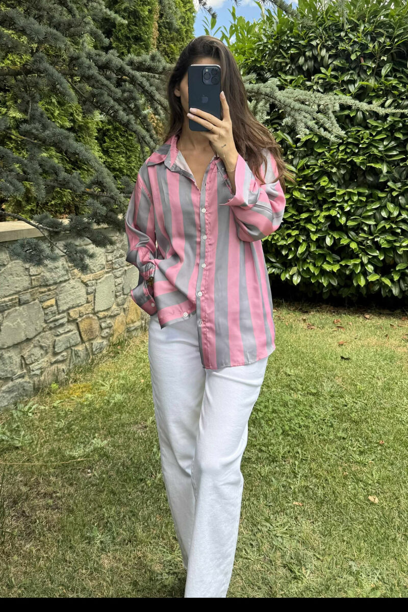 STRIPE DESIGN LONG SLEEVE WOMEN SHIRT MULTIPLE/SHNGJ - 3